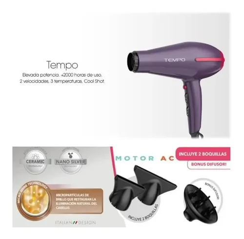 Secador de pelo GA.MA Italy Tempo Ceramic 2200W Violeta
