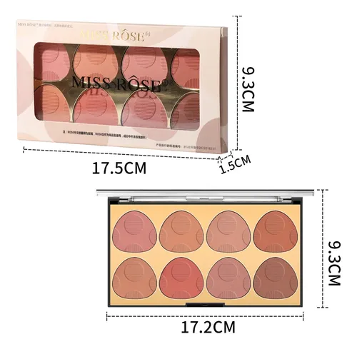 Paleta De Rubor Y Contorno De 8 Colores, Acabados Brillantes