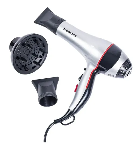 Secador Pelo Profesional New Eco Ion 3200 Teknikpro Difusor Plateado