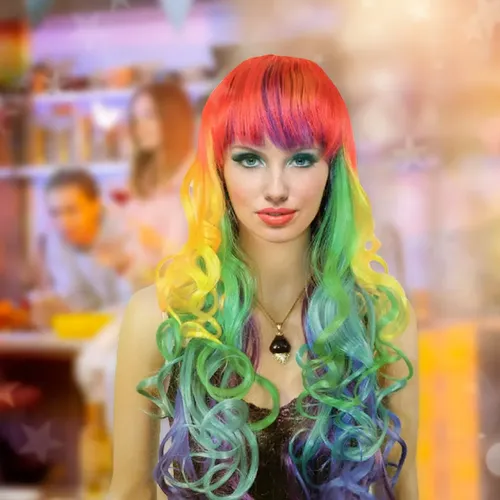 Peluca Ondulada Largo Pelo Ondas Cotillon Fiesta Cosplay X1