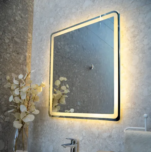 Espejo Cuadrado 70cm Con Luz Led Fría, Cálida Y Natural