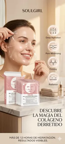 Máscara Bio Colágeno Absorbible Viral Soulgirl X10
