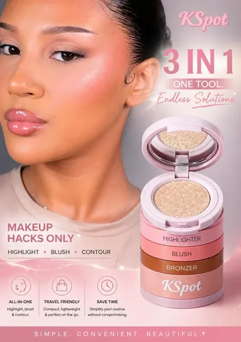 Trío De Maquillaje Facial Kspot 3 En 1: Rubor, Bronceador Y