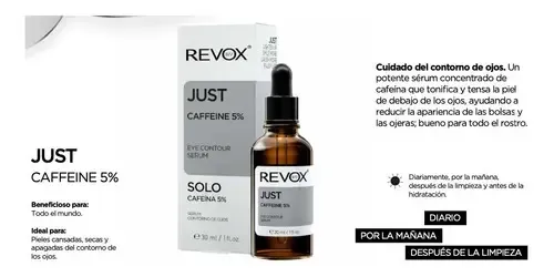 Contorno Ojos Con Cafeína 5% Y Acción Tensor Just Revox B77