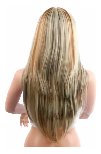 Peluca Larga Lacia Premium Símil Natural Orgánica Tamaño De La Base Universal Con Regulador Tono W083-blondemixbrown