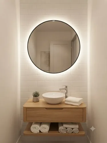 Espejo Redondo Con Luz Led 60cm Decorativo Pared Baño/living