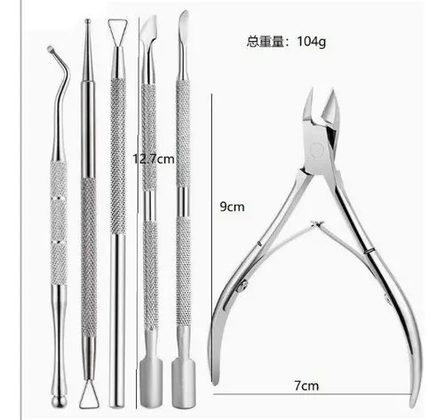 Kit De 6 Piezas Para Manicure Con Corta Cutículas De Acero