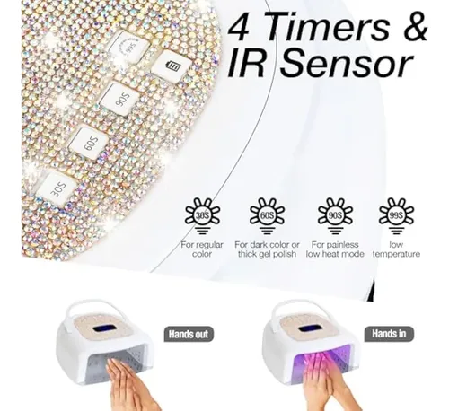 Lámpara De Uñas Led Uv Recargable De 60 W, Secado
