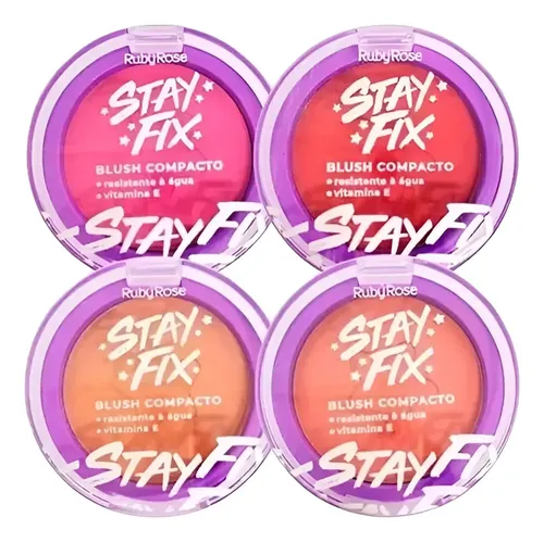 Rubor Polvo Blush Stay Fix Ruby Rose Vitamina E Waterproof Tono Del Maquillaje Andrómeda