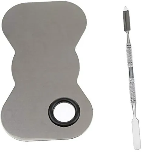 Paleta Mezcladora Maquillaje Con Espátula Acero Inoxidable