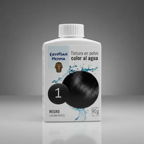 Henna Egyptian Tintura En Polvo Al Agua Sin Amoniaco X 90gr 1 Negro
