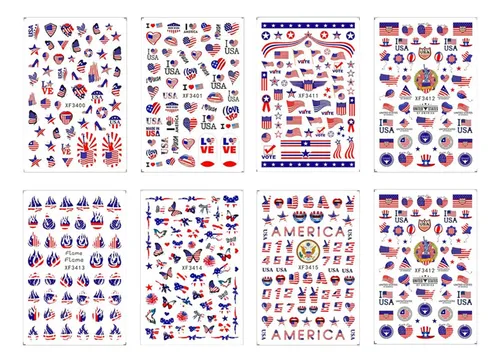 Pegatinas De Arte De Uñas Bandera Americana Calcomanías De