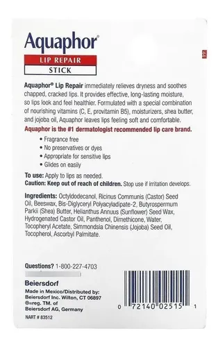 Aquaphor Lip Repair Stick – Bálsamo Labial Alivio Inmediato 4,8g