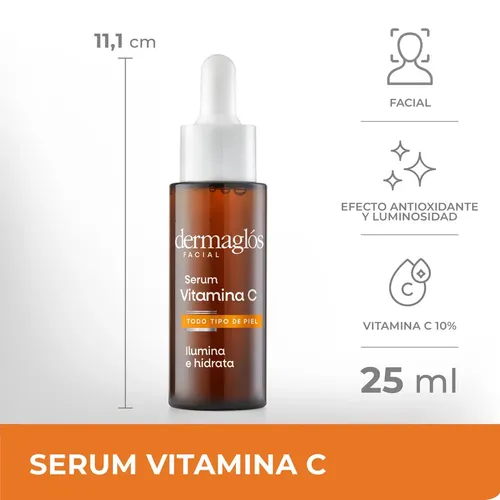 Dermaglós Facial Serum Vitamina C X25ml Todo Tipo De Piel Día/noche