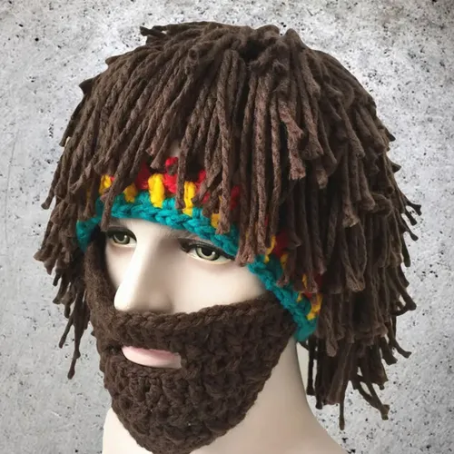 2 Divertidos Sombreros Creativos De Lana Con Peluca, Barba Y