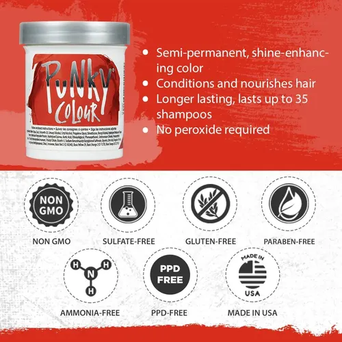 Tinte De Pelo Punky Fire Semipermanente, 100 Ml, Vegano, 25