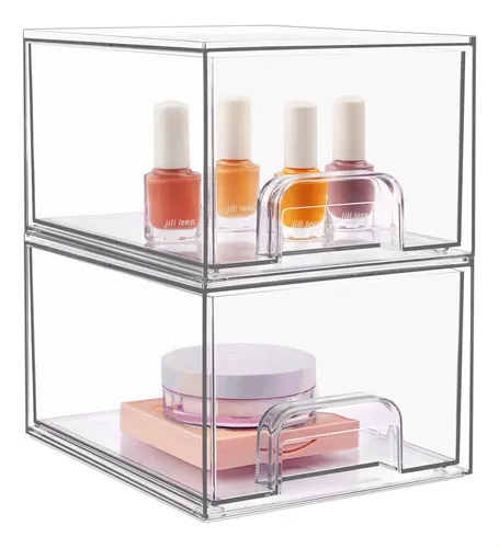 1 Caja De Almacenamiento De Cosméticos Apilable Con Cajones Claro