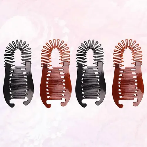 Pinzas De Pelo De Plástico Tipo Banana, 4 Unidades