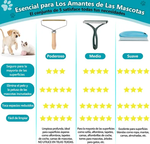 Set De 5 Piezas Para Eliminar El Pelo De Mascotas