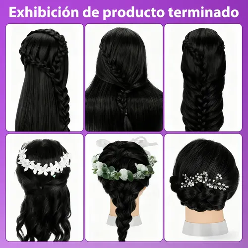 A, 75cm Cabeza Para Peinar Maniquí 75% Cabello Humano