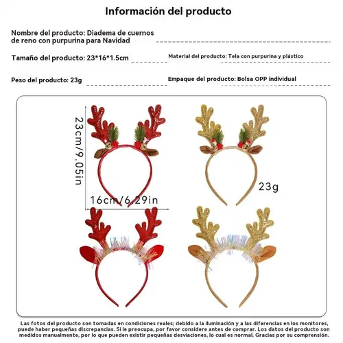 Cinta De Campanas Navidad Con Astas Brillantes Chica ,