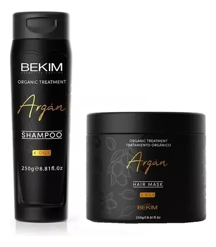 Kit Shampoo 250g + Mascara Capilar 250g Bekim Argan 4 Oils