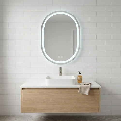 Espejo Ovalado Baño 60×80 Living Luz Led Regulable Aluminio