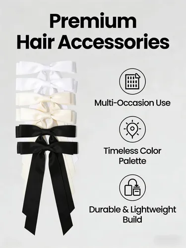 Elegante Conjunto De Lazo De Satén Para El Pelo Con Borlas