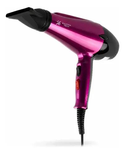 Secador de Pelo Profesional Exxtra Tech 2000W Frío Calor Cerámico 3 Temperaturas 2 Velocidades Aire Frío Boquilla Concentradora Cable Giratorio 360° Violeta