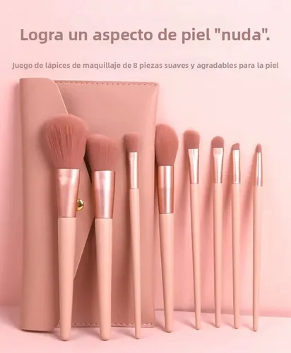 Set Brochas Maquillaje Estuche Viajero Pinceles Profesional