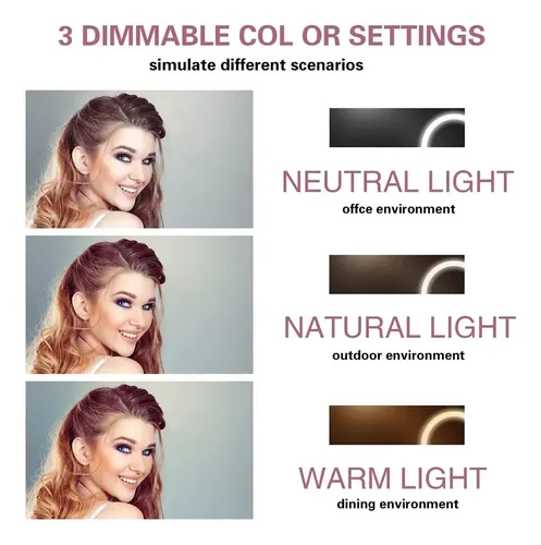 Espejo For Maquillaje Con Luz Recargable Usb Lupa 5 Veces