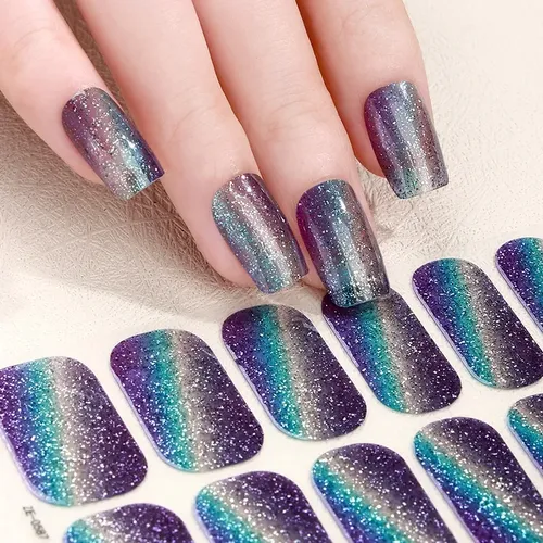 Stickers Uñas Cat Eye Glitter Impermeables 6 Hojas