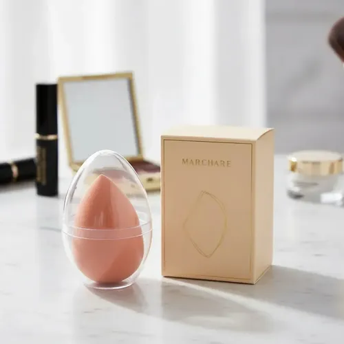 Esponja Gota Blender Para Maquillaje Con Estuche Marrón Claro Mediana