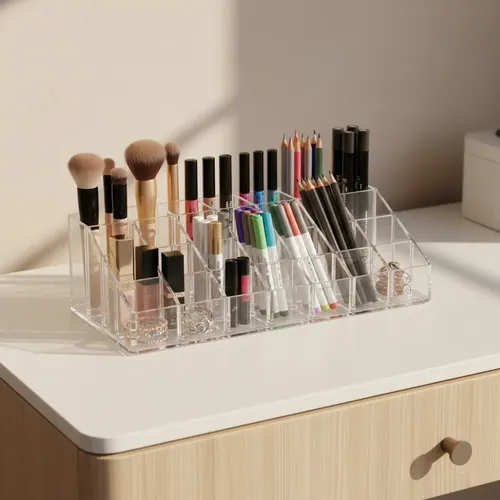 Organizador Acrílico 16 Compartimientos Maquillaje Brochas