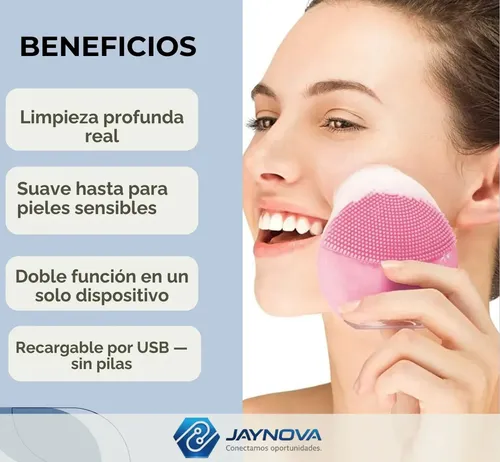 Cepillo Limpiador Masajeador Facial Silicona Electrico Usb Rosa