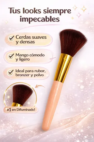 Brocha Maquillaje Profesional Para Rubor Polvo Cerdas Suaves
