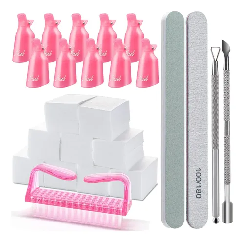 Hoewina Kit Quita Esmalte Gel 10 Clips Rosa