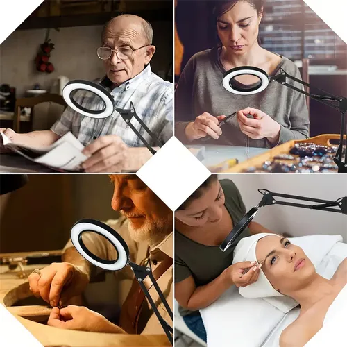 Lámpara De Escritorio Led Con Espejo De Aumento De 10x Y Bra