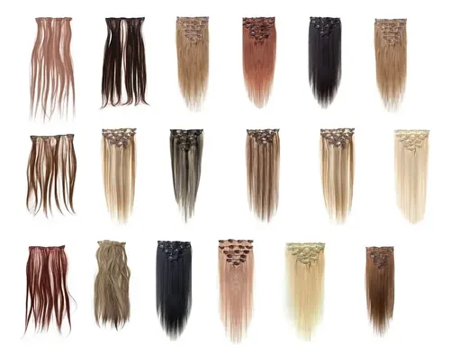 Extensiones De Cabello Humano Con Pinza Para Mujer, 7 Unidad