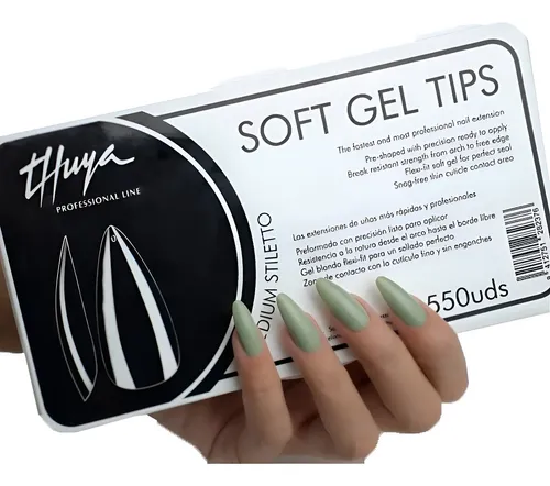 Medium Stiletto Tips Para Soft Gel X550u Thuya Uñas 6c