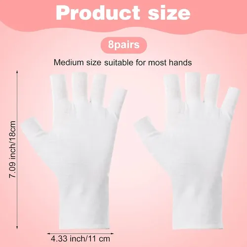 Guantes Algodón Blancos Hidratantes Sin Dedos Para Dormir