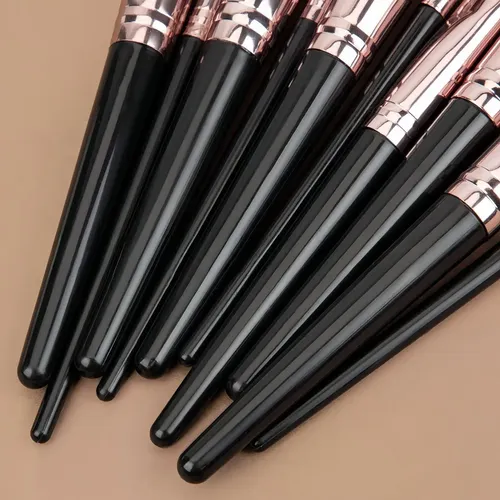 Kit 15pcs Juego De Brochas De Maquillaje Negras ,