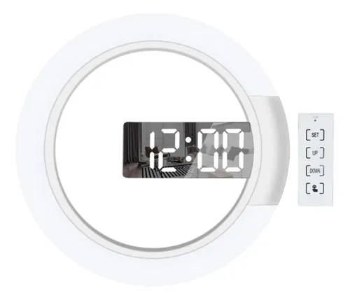 Espejo De Decoración Electrónico 12 Led Reloj De Pared