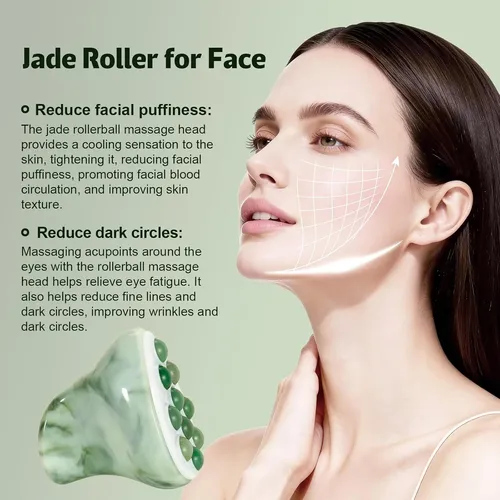 Rodillo Jade Verde Para Rostro Masaje Y Drenaje Linfático