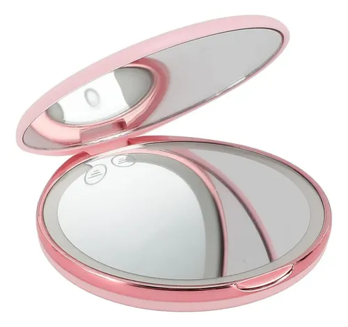 Espejo De Maquillaje De Viaje Con Luz Led, Aumento De