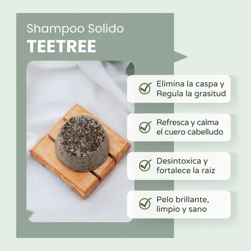 Shampoo Solido Teetree Anticaspa Artesanal, Natural Y Vegano