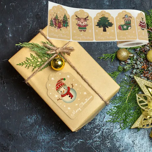 300 Uds. Etiquetas Adhesivas De Feliz Navidad Para Hacer