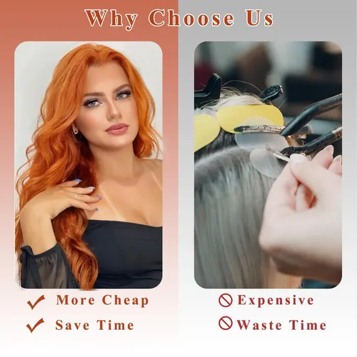 Extensiones Cabello Ondulado Sintetico 50cm 4 Ginger Orange