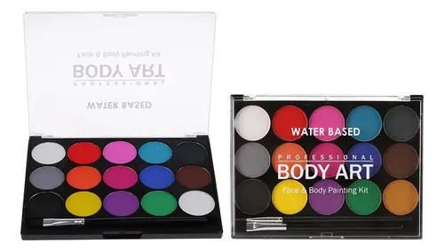 =2 Cajas De 15 Colores No Tóxicos Para Rostro Y Paleta De Ti