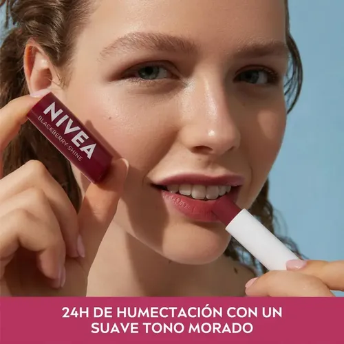 Pack 6u Protector Labial Nivea Labello Blackberry Shine 4,8g